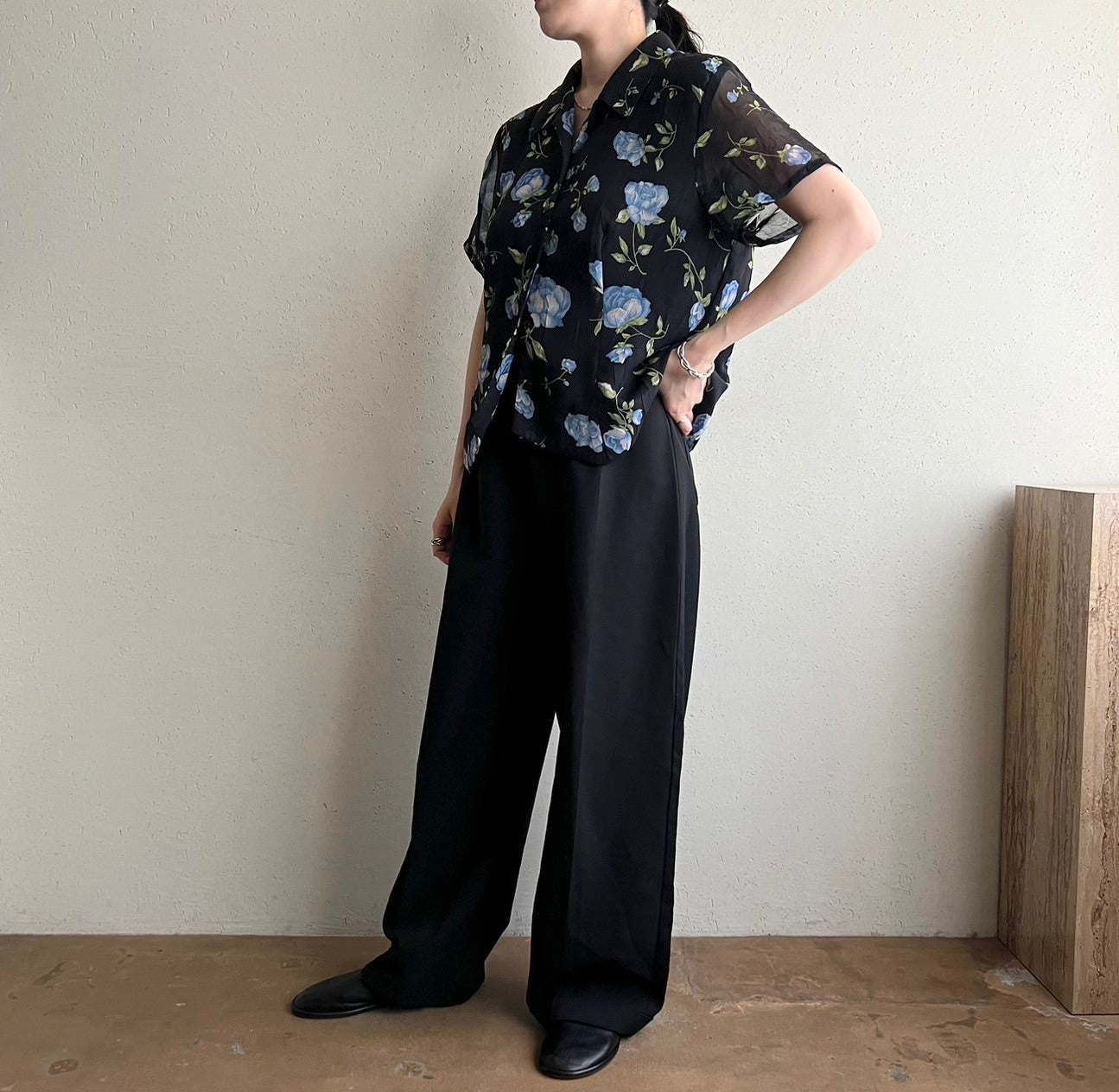 90s Printed Sheer Shirt