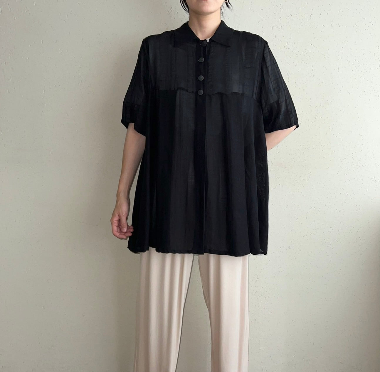 90s Black Sheer Shirt Made in Italy