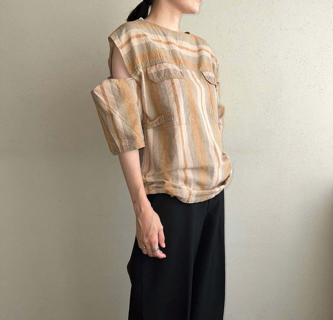 90s EURO Striped Blouse
