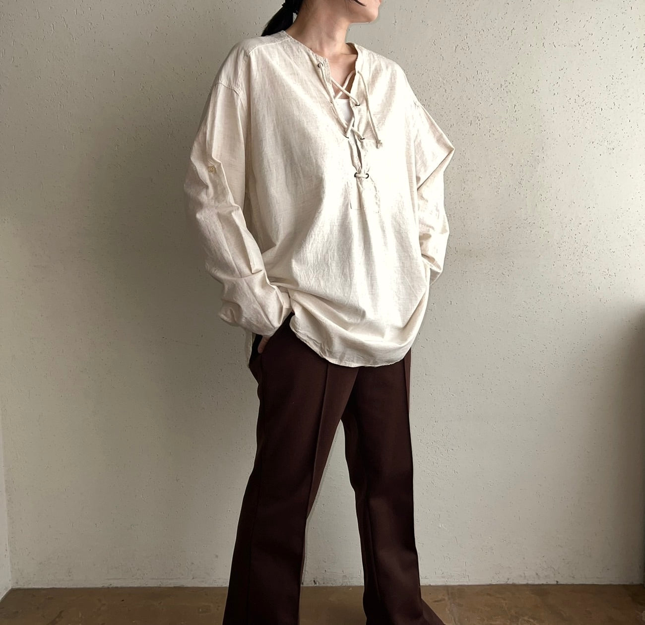 90s Lace Up Top Made in Italy