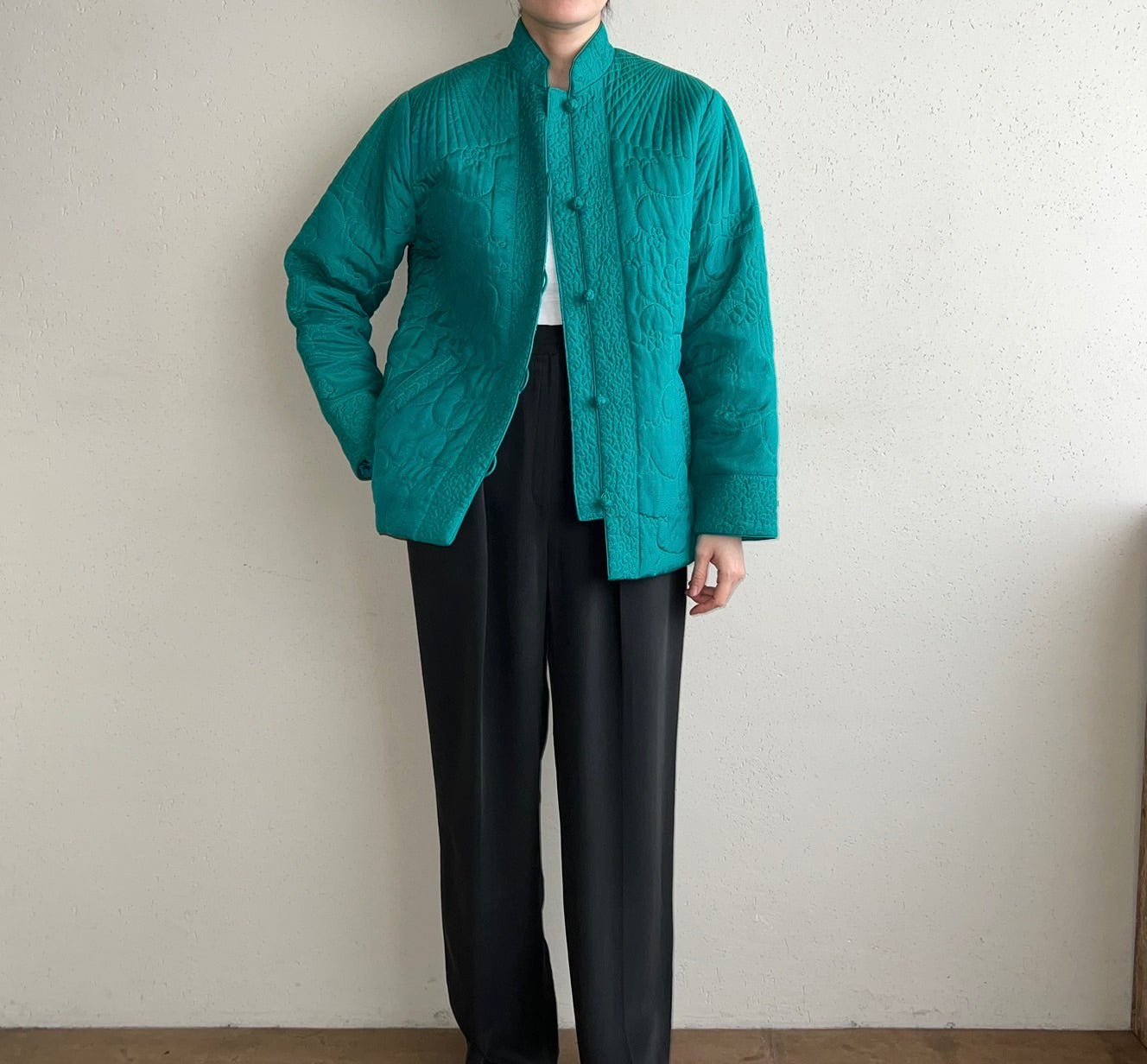 70s Silk Quilted Design Jacket