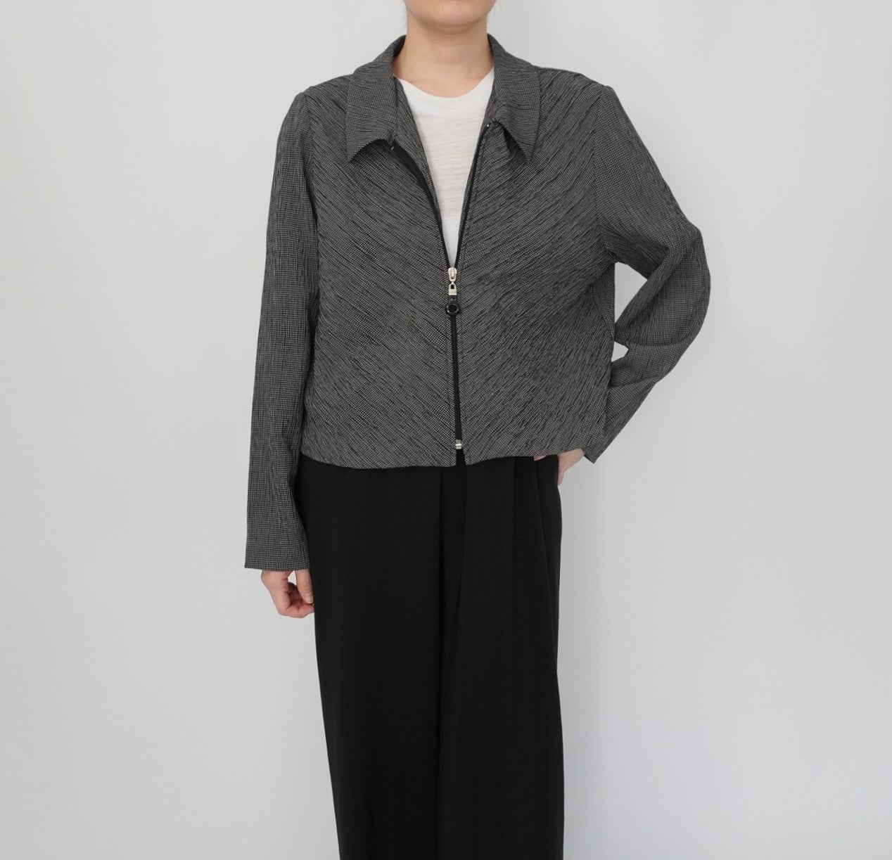 90s Pleat Zip Shirt,Jacket