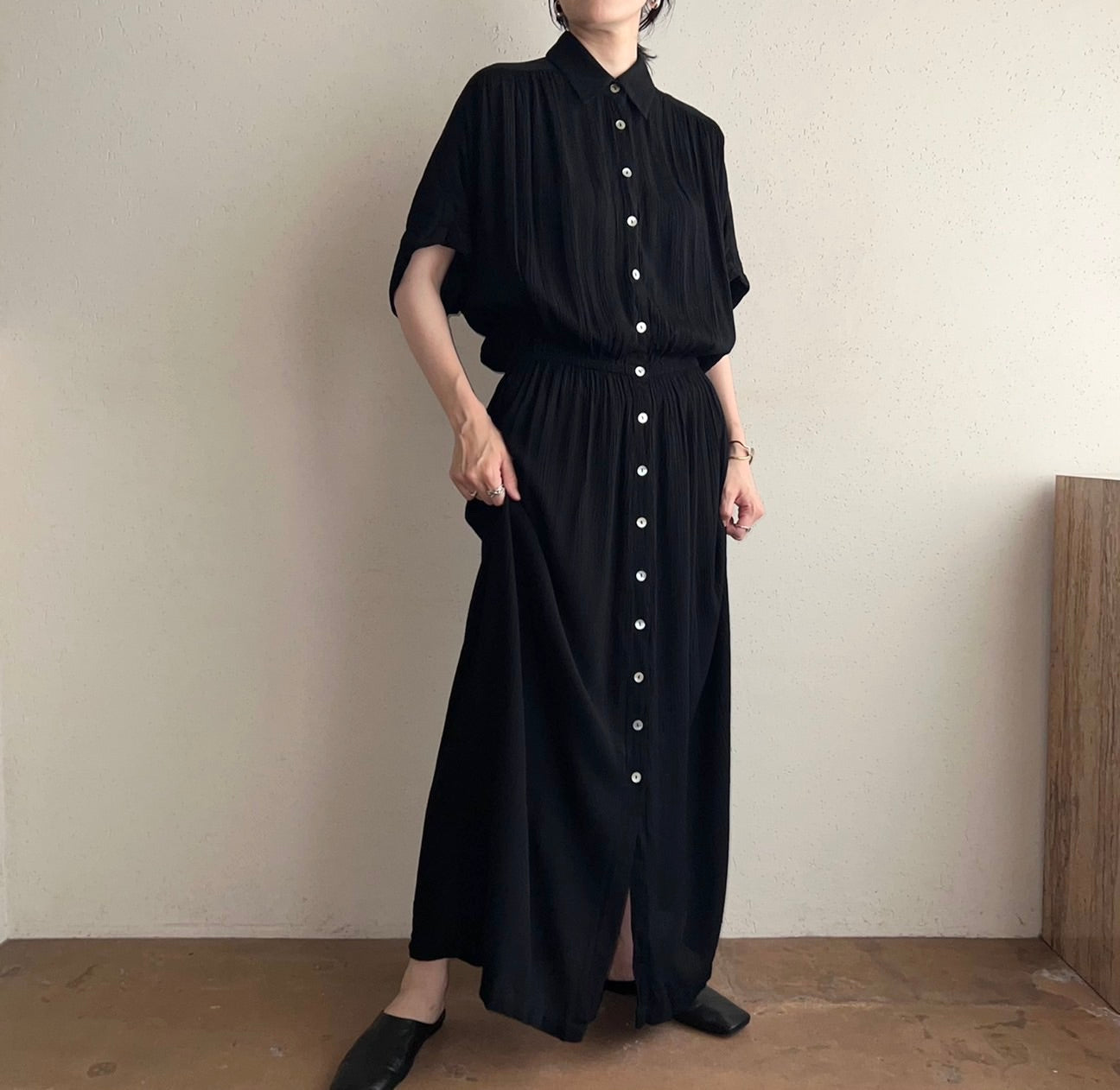 90s Rayon Belted Dress Dead Stock