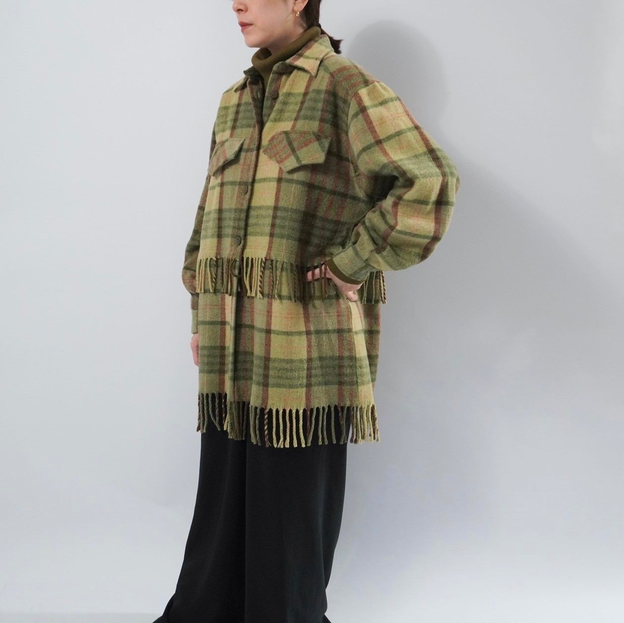 80s Plaid Fringe Design jacket Made in Italy