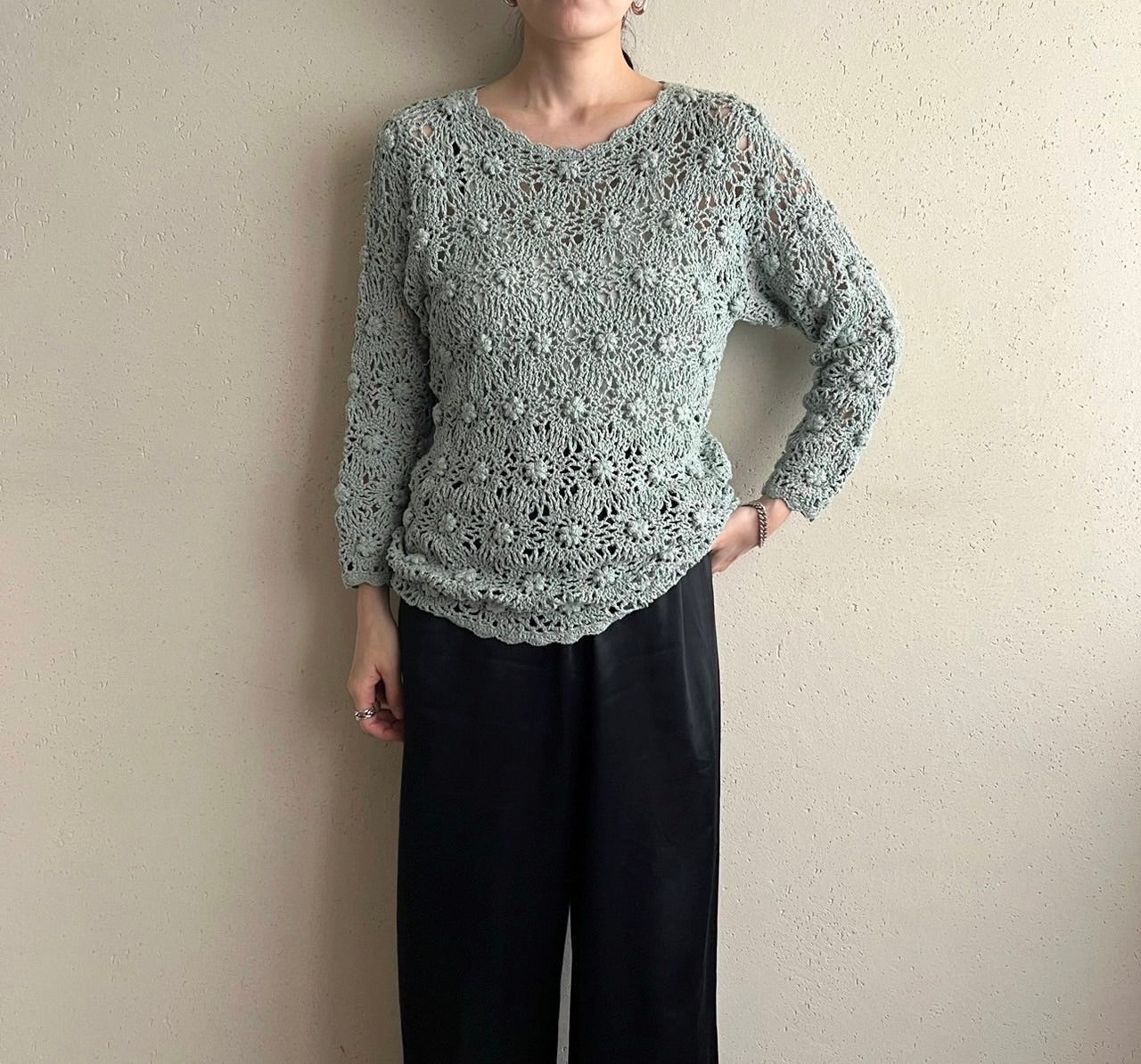 90s Silk Crochet Top