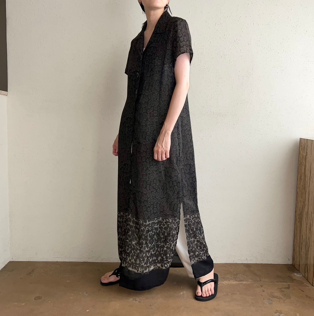 90s Printed Sheer Dress Made in USA