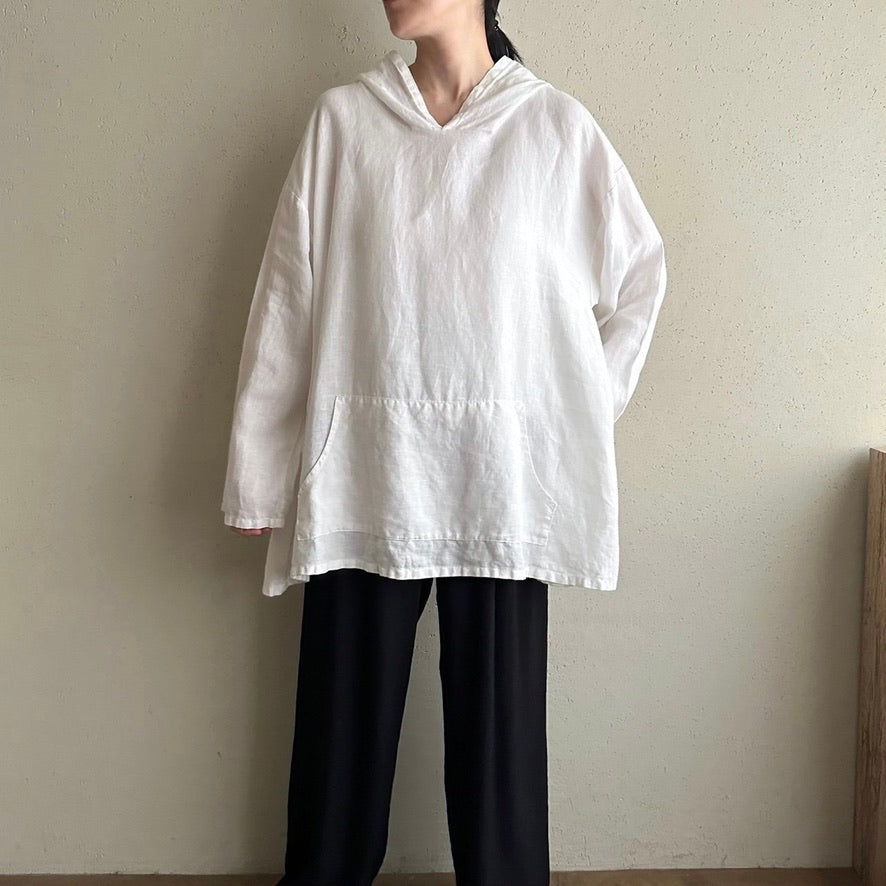 90s Linen Hoodie Top