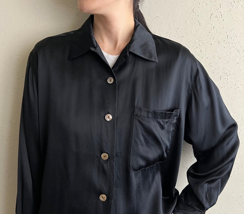 90s Black Silk Shirt
