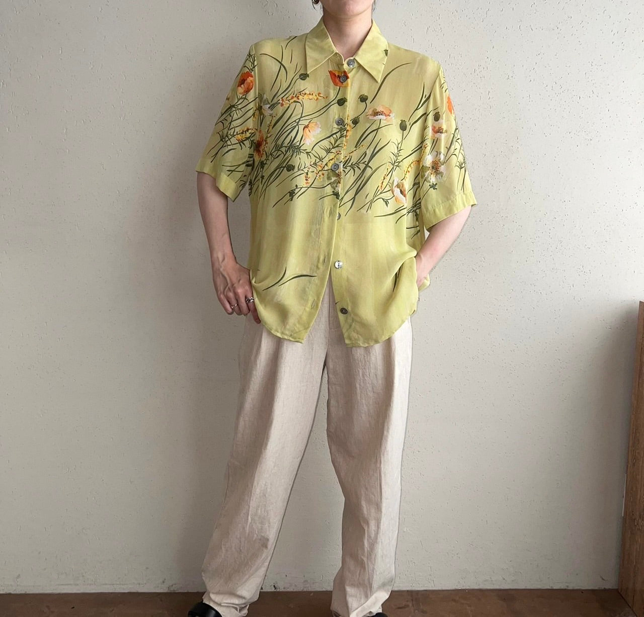 90s EURO Printed Sheer Shirt