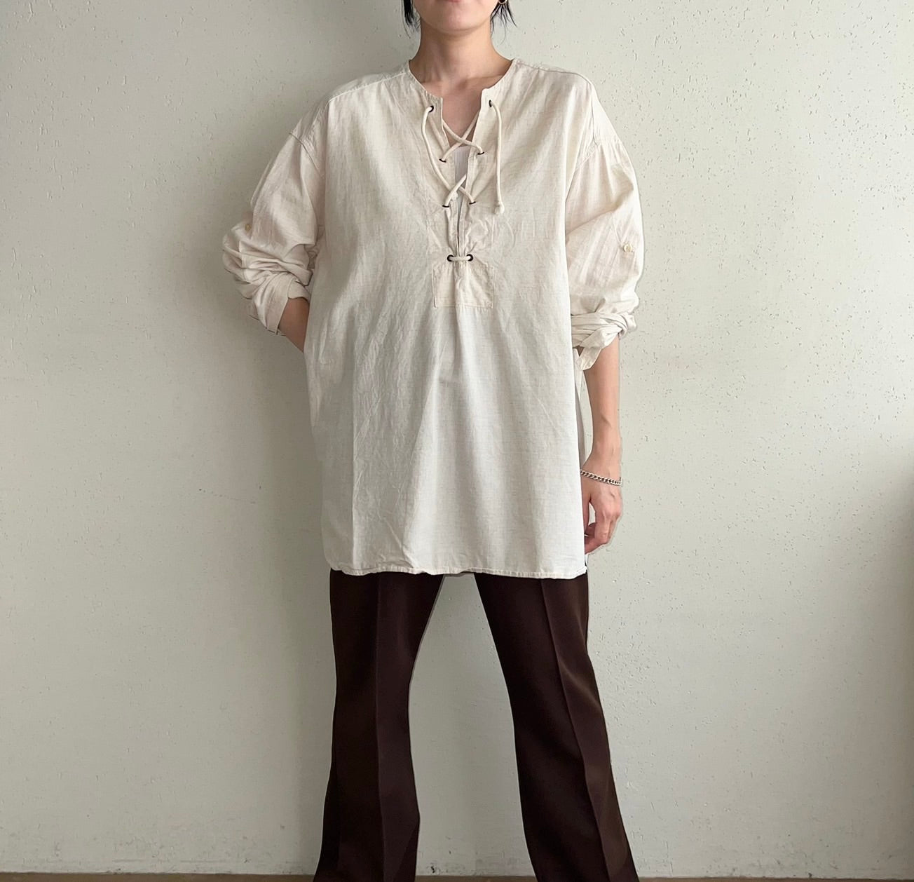 90s Lace Up Top Made in Italy