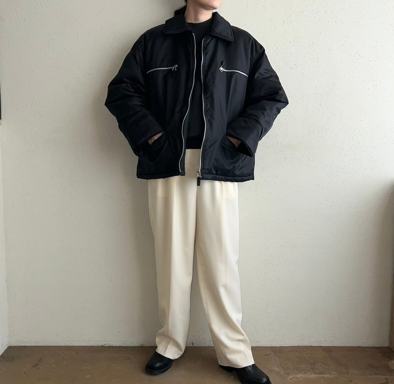 90s Black Nylon Jacket Made in Italy