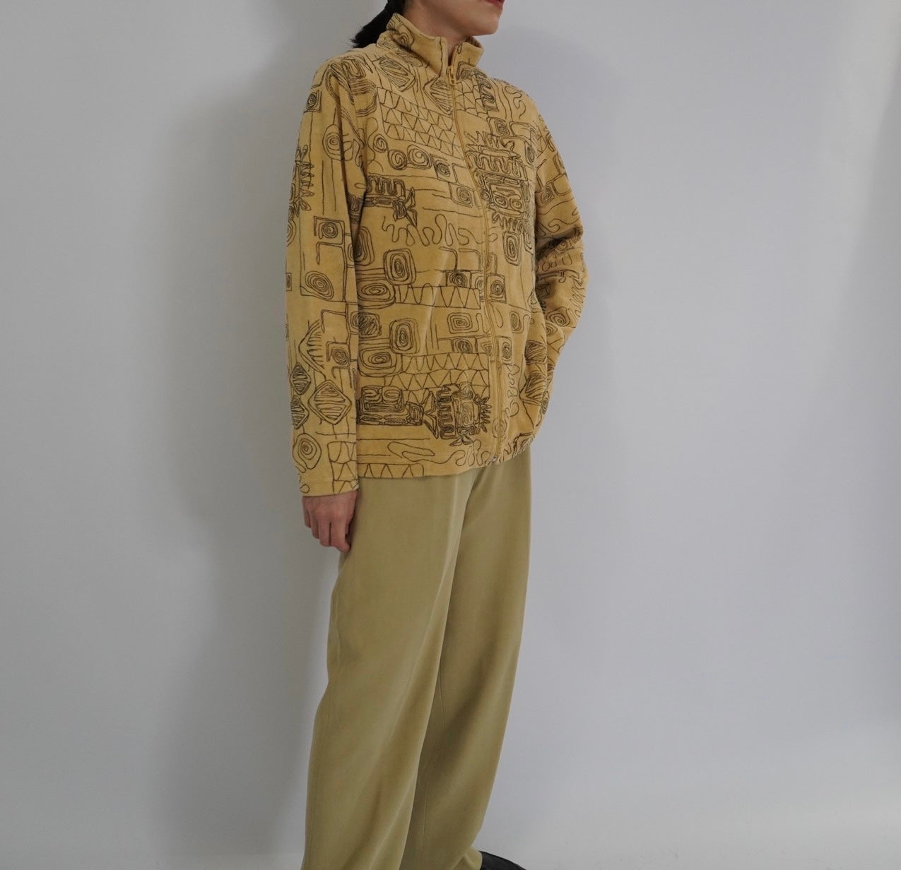 90s Abstract Printed Zip Top