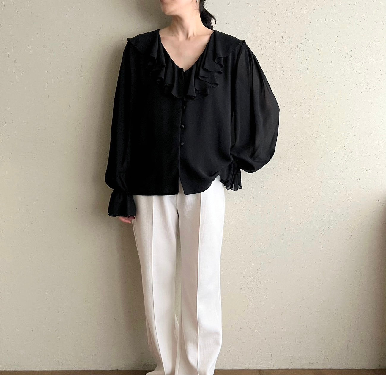 90s Ruffle Blouse Made in USA