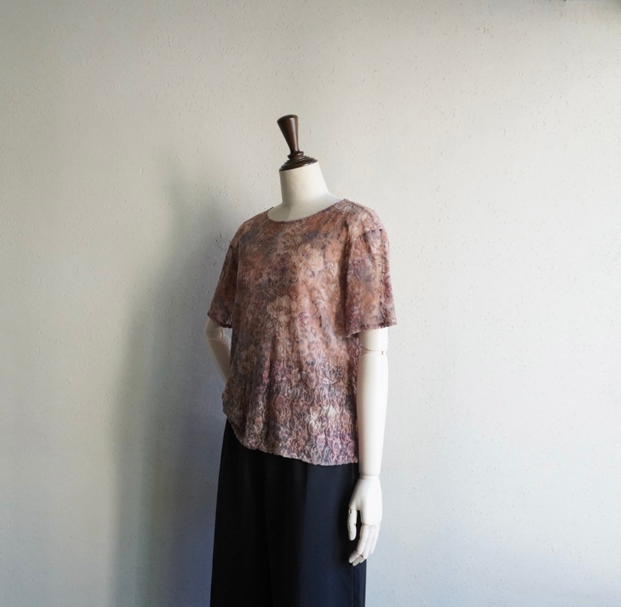 90s Lace Design Sheer Top