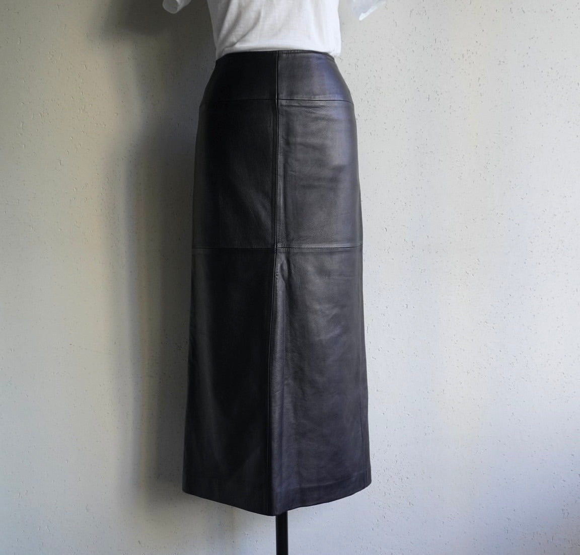 90s Black Leather Skirt