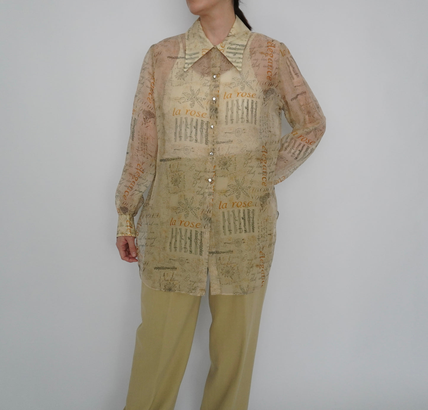 90s Sheer Printed Shirt