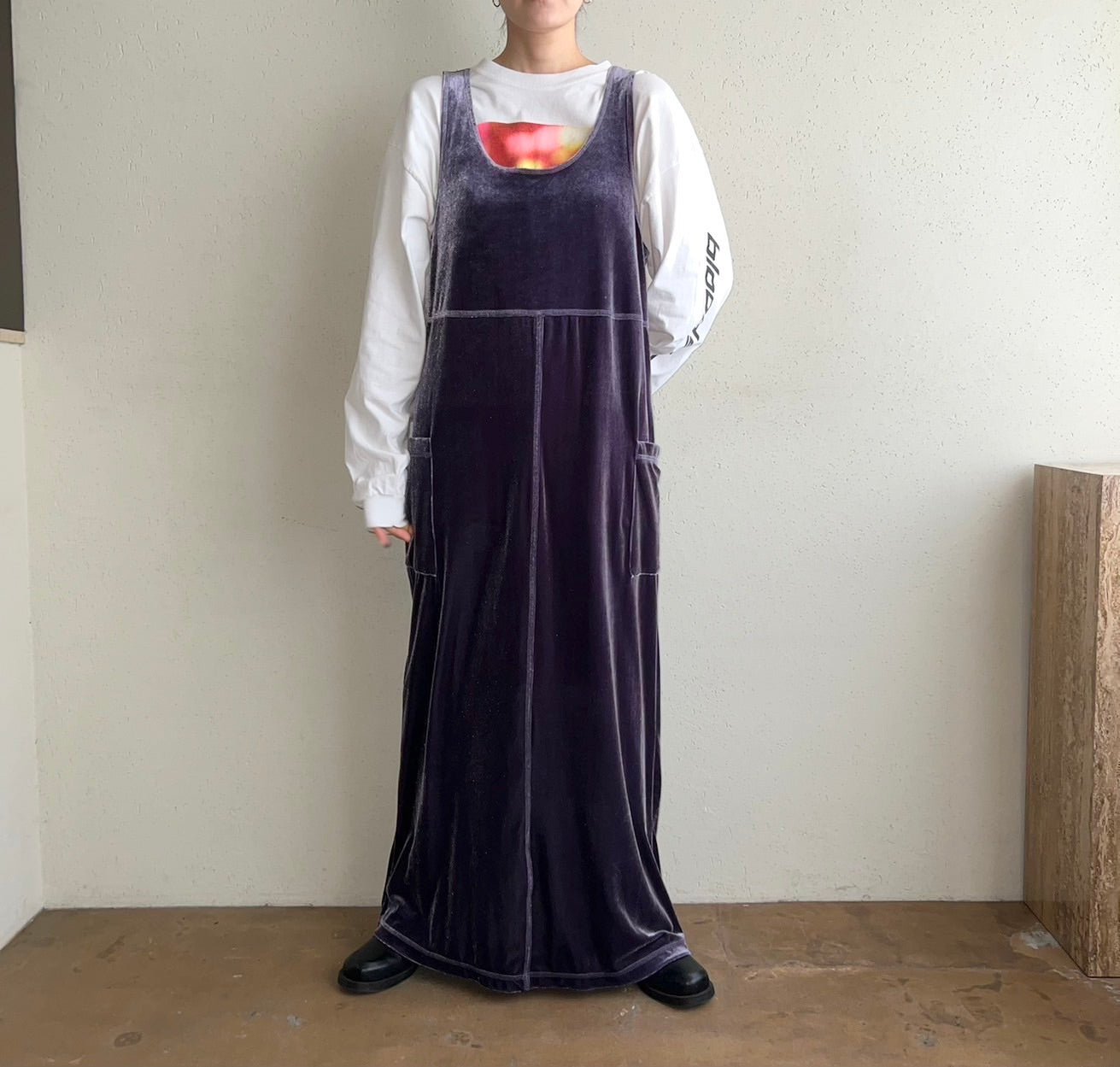 90s Velor Maxi Dress Made in USA Dead Stock