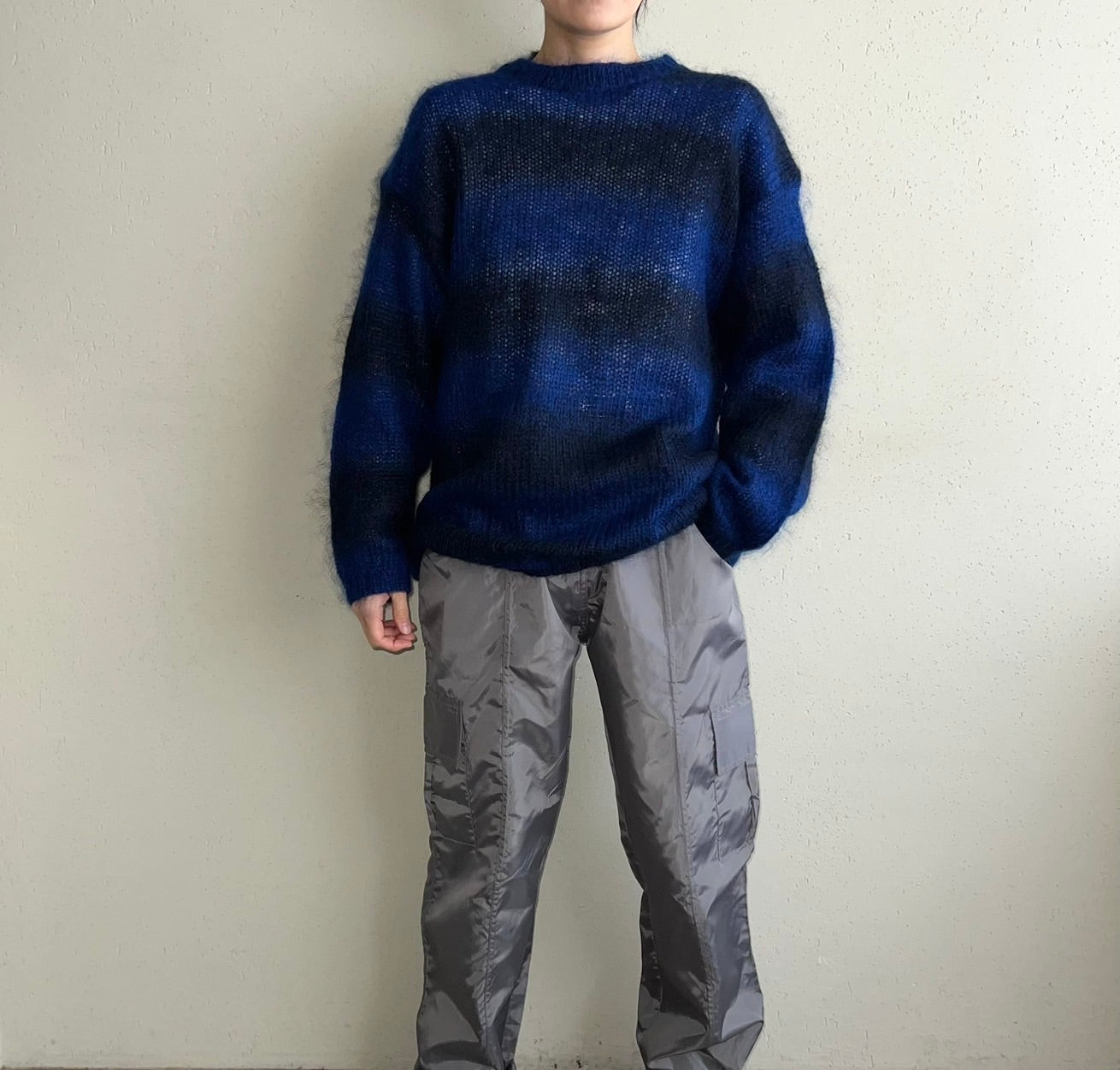 90s Black x Blue Mohair Knit