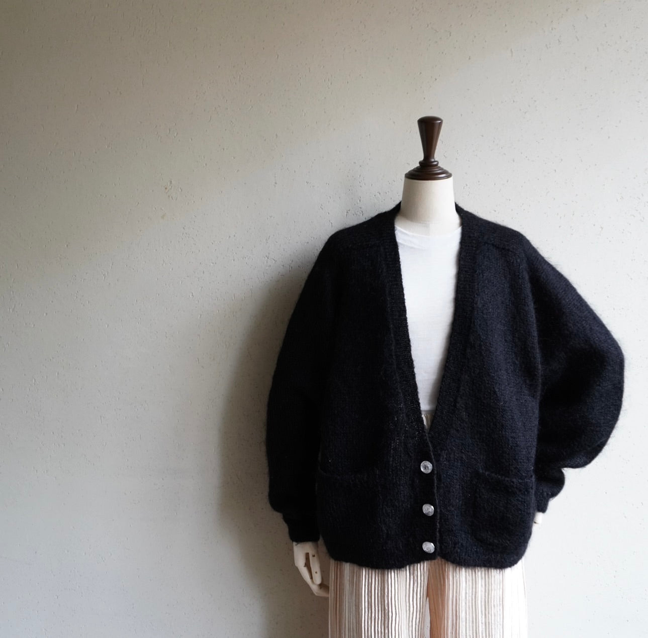 90s Black Mohair Knit Cardigan