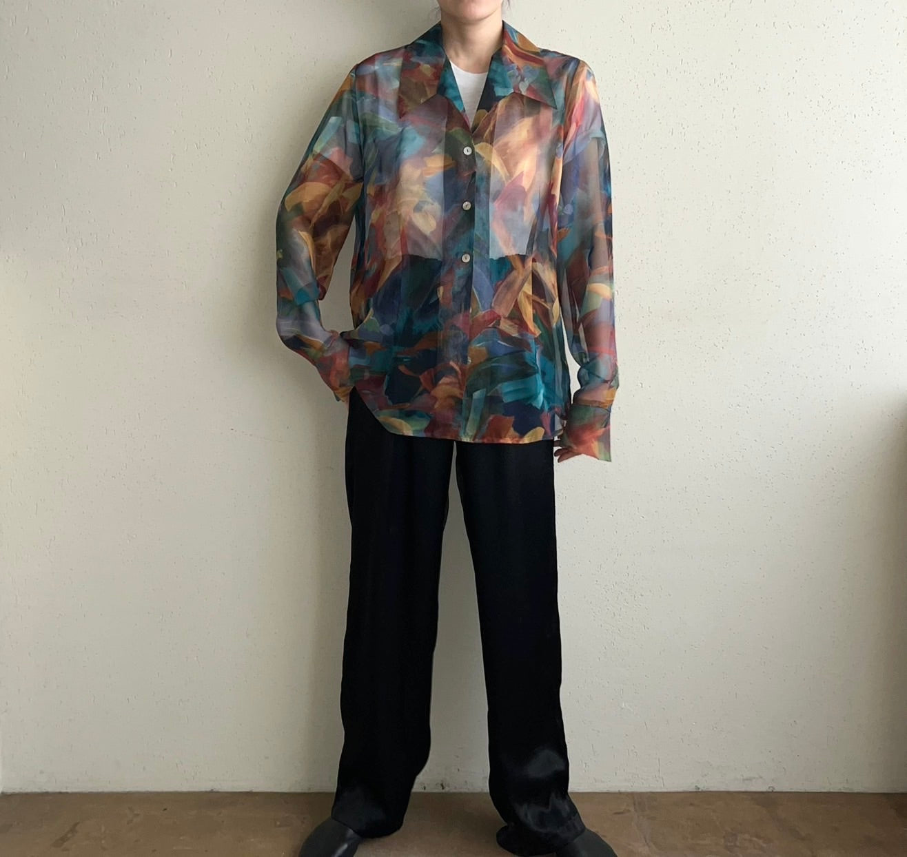 90s Printed Sheer Shirt Made in USA