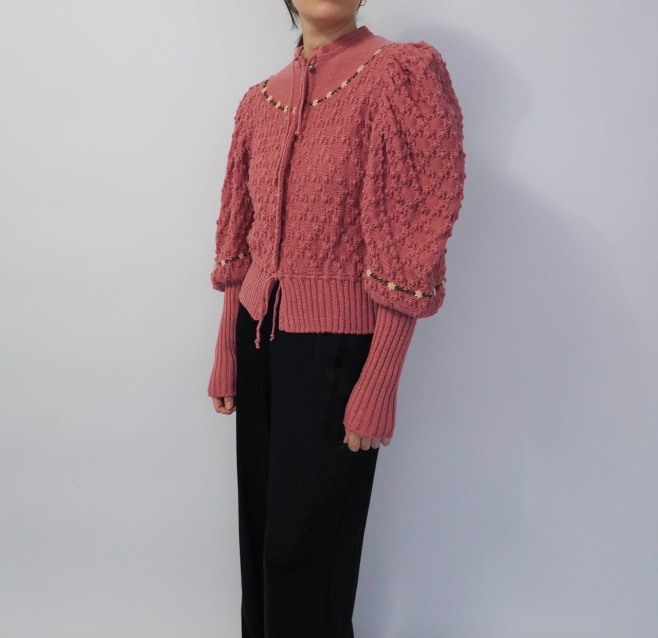 80s Embroidery Knit Cardigan