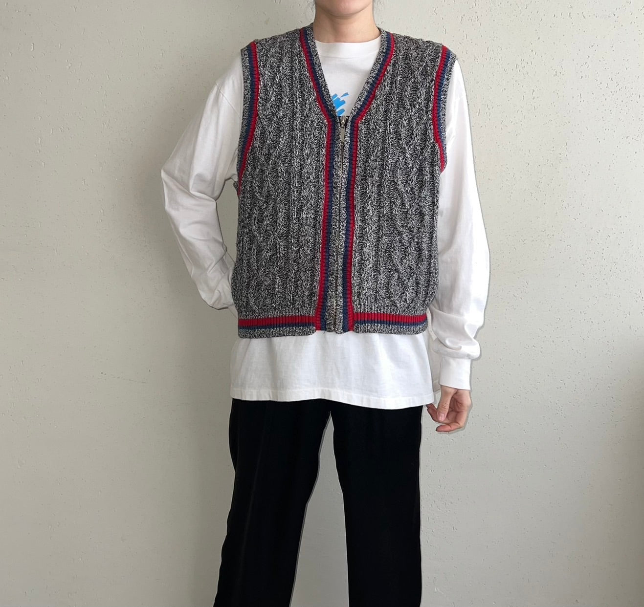 90s Zipped Cotton Knit Vest