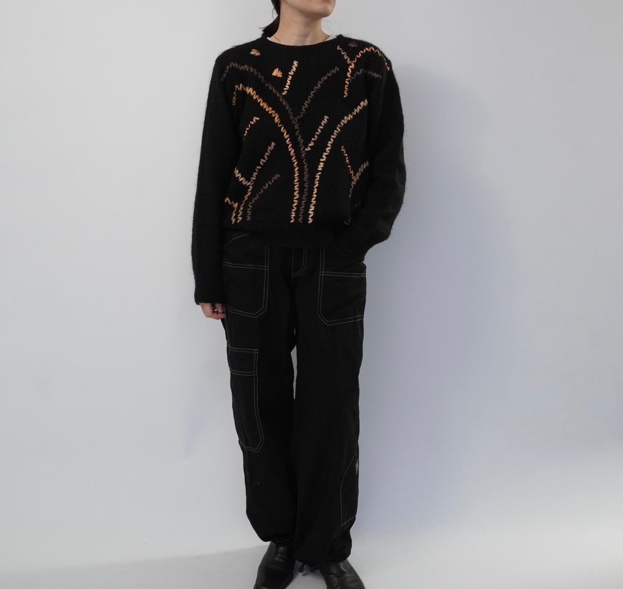 80s EURO Ribbon Design Mohair Knit