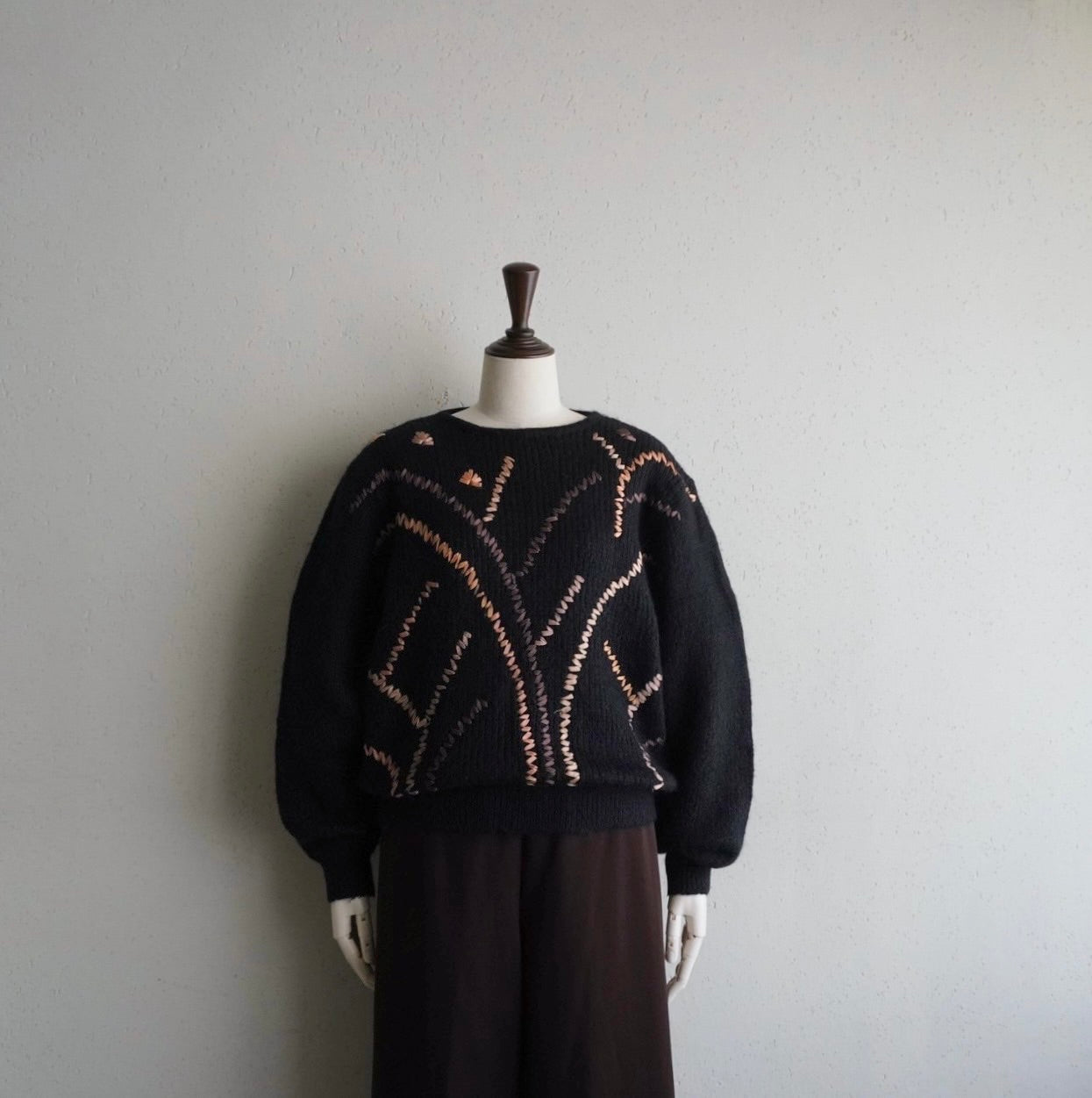 80s EURO Ribbon Design Mohair Knit