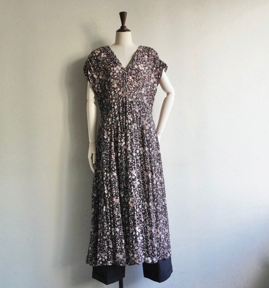 80s Printed Maxi Dress Made in USA