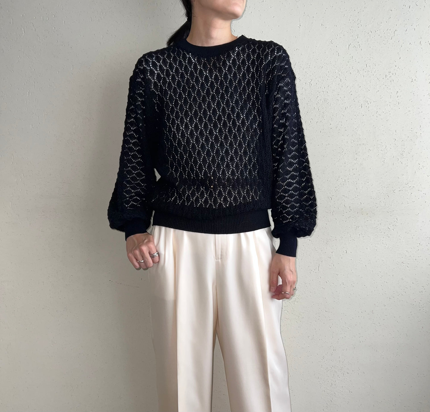 70s Crochet Knit Top Made in USA