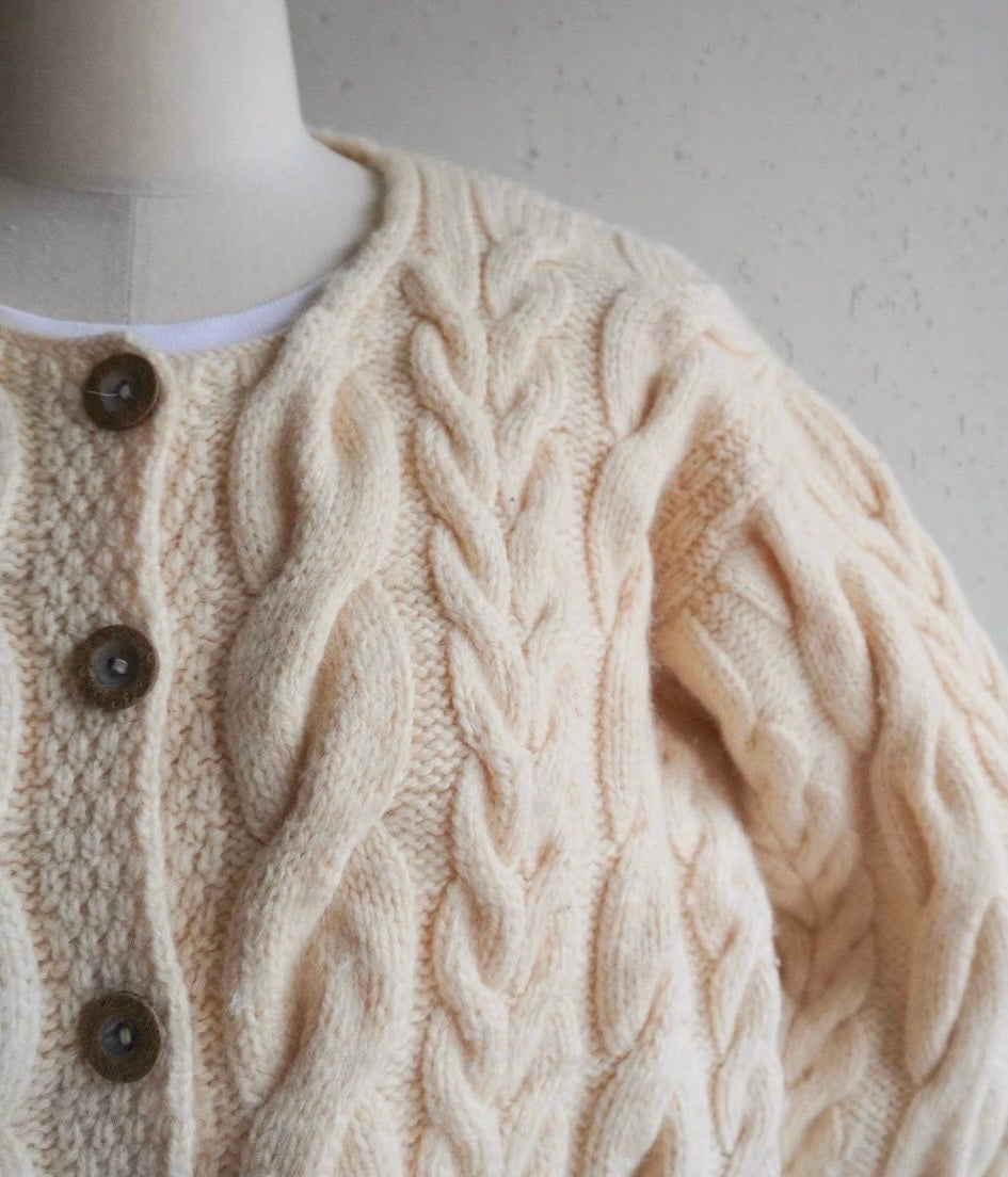 90s Wool Design Knit Cardigan Made in Ireland