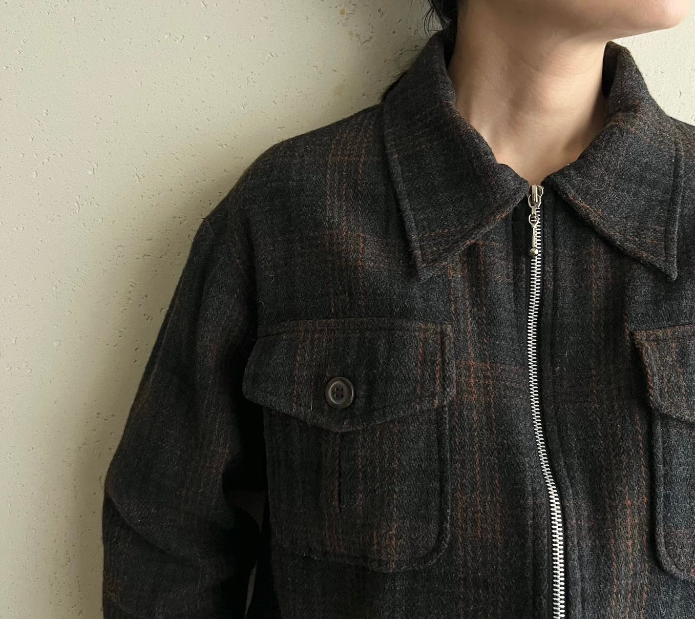90s Plaid Zipped Jacket