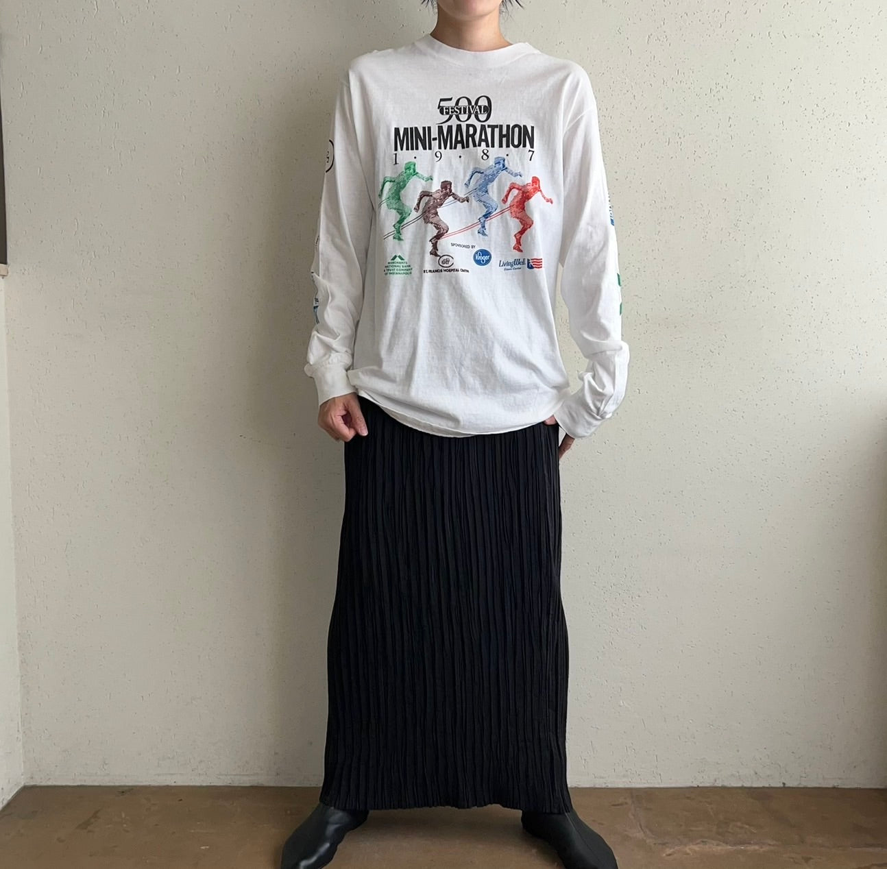 80s Printed Long Sleeves T-shirt Made in USA