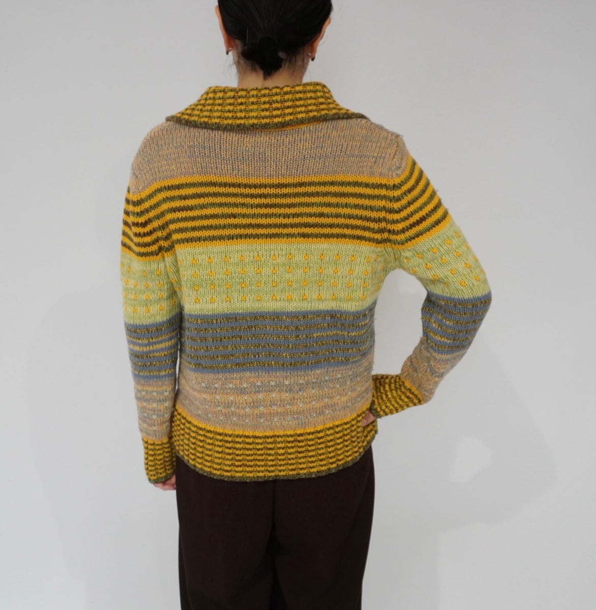 90s "BENETTON" Multi Striped Cardigan Made in Italy
