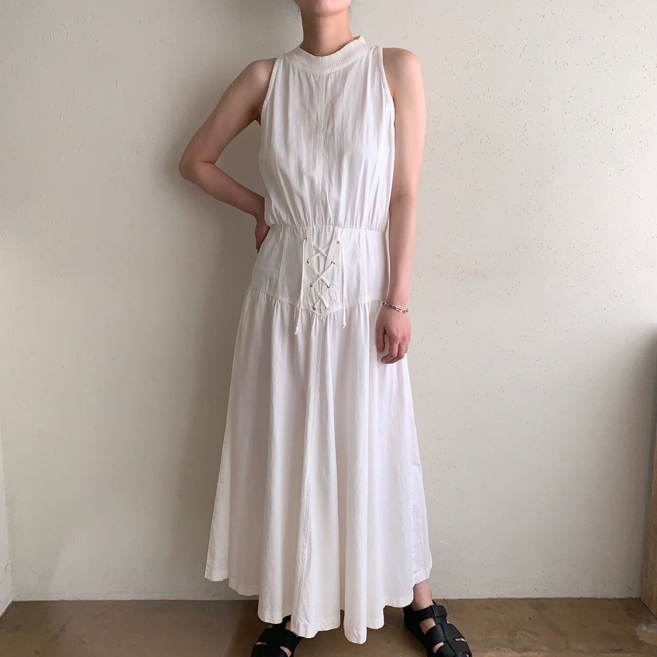 80s Lace Up Design Dress Made in USA