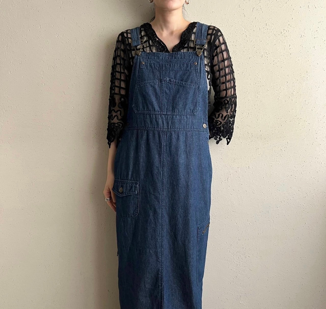 90s Denim Jumper Dress Made in USA