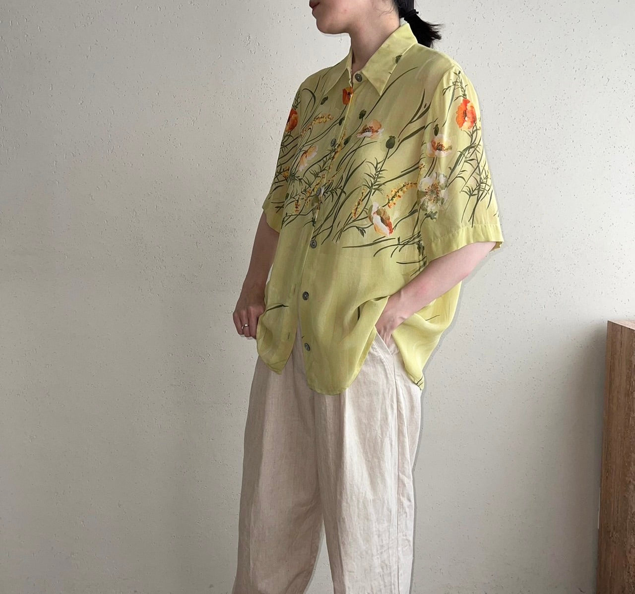 90s EURO Printed Sheer Shirt
