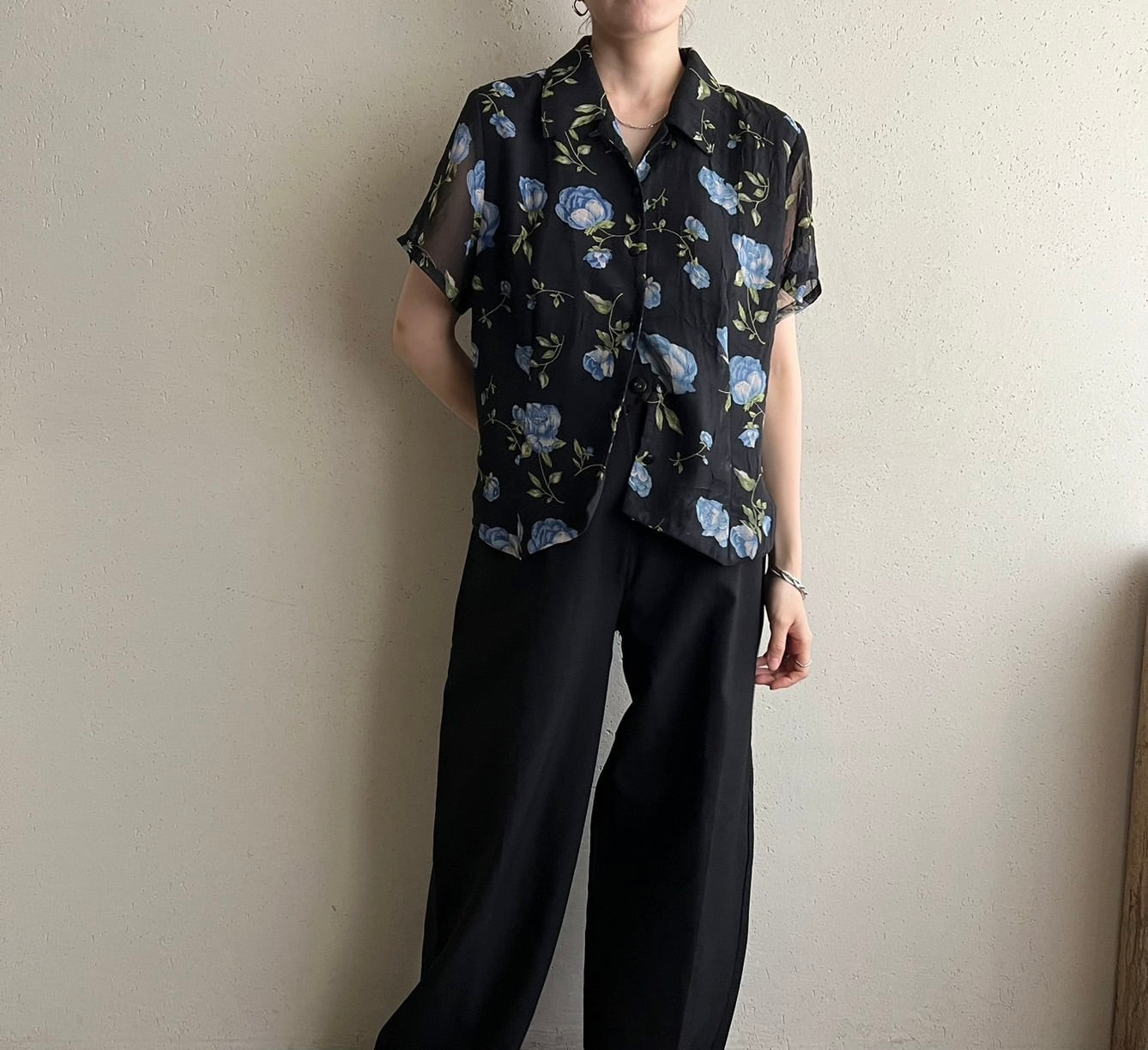 90s Printed Sheer Shirt