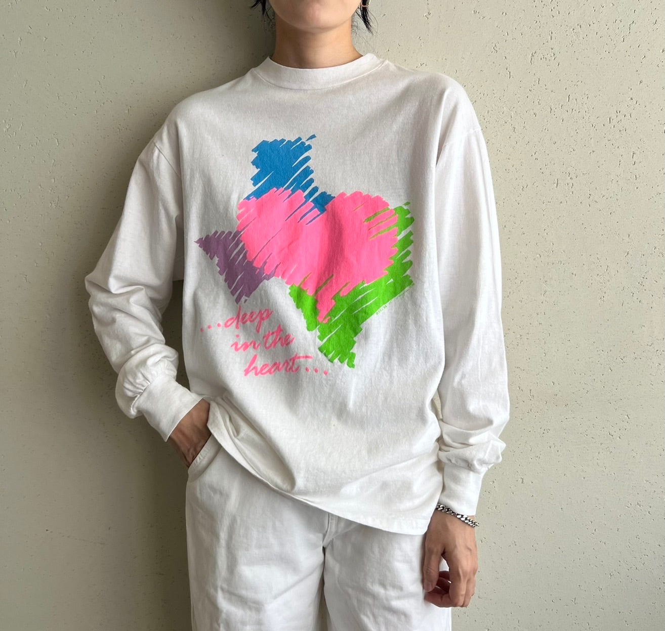 80s Printed Long Sleeves T-shirt Made in USA