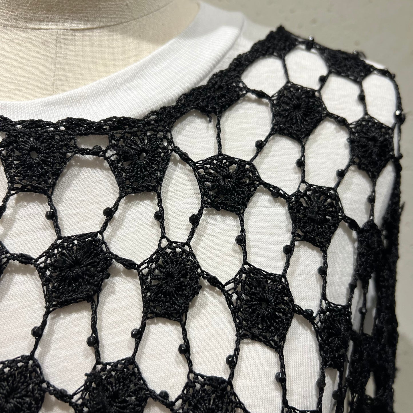80s Black Crochet Top