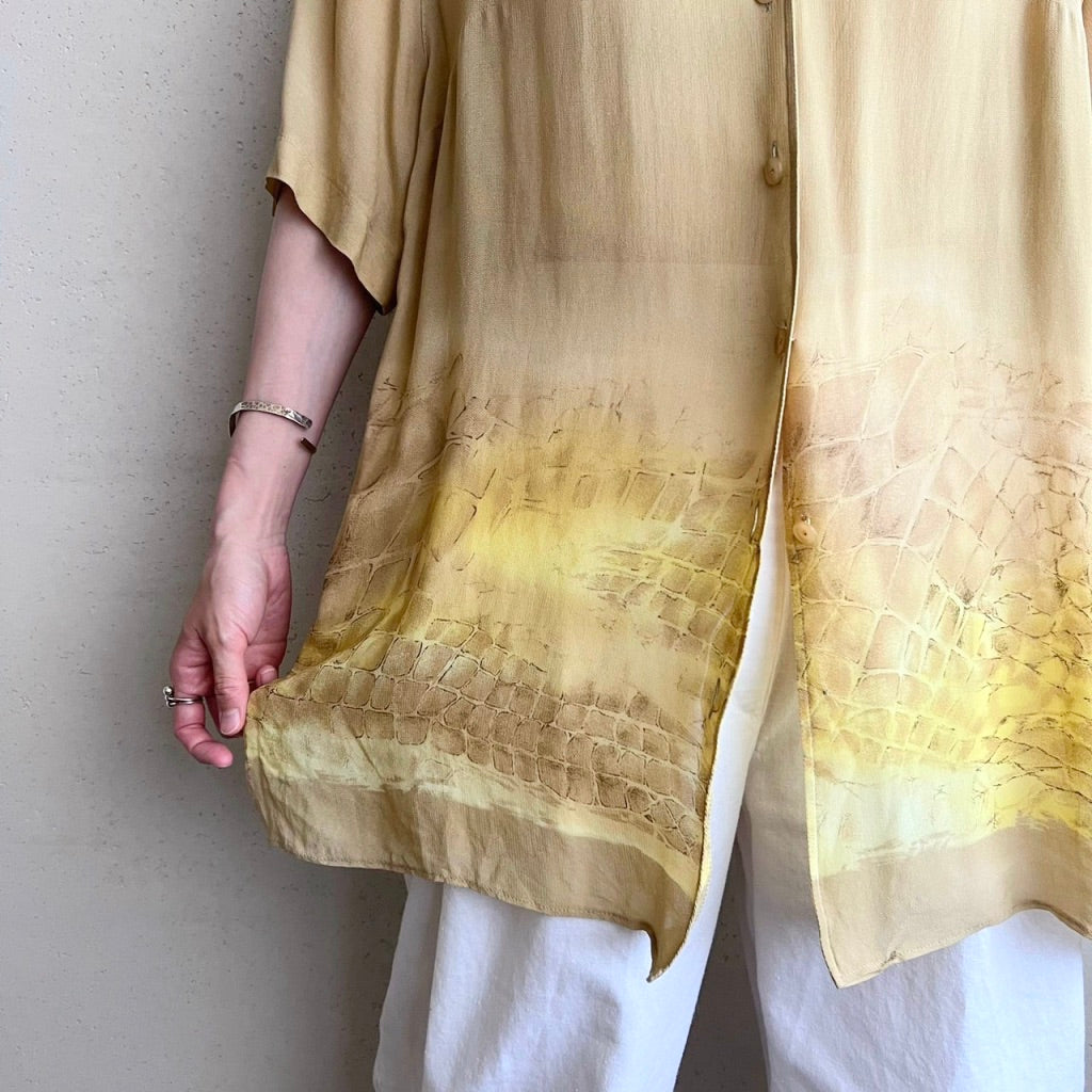 90s EURO Sheer Printed Blouse