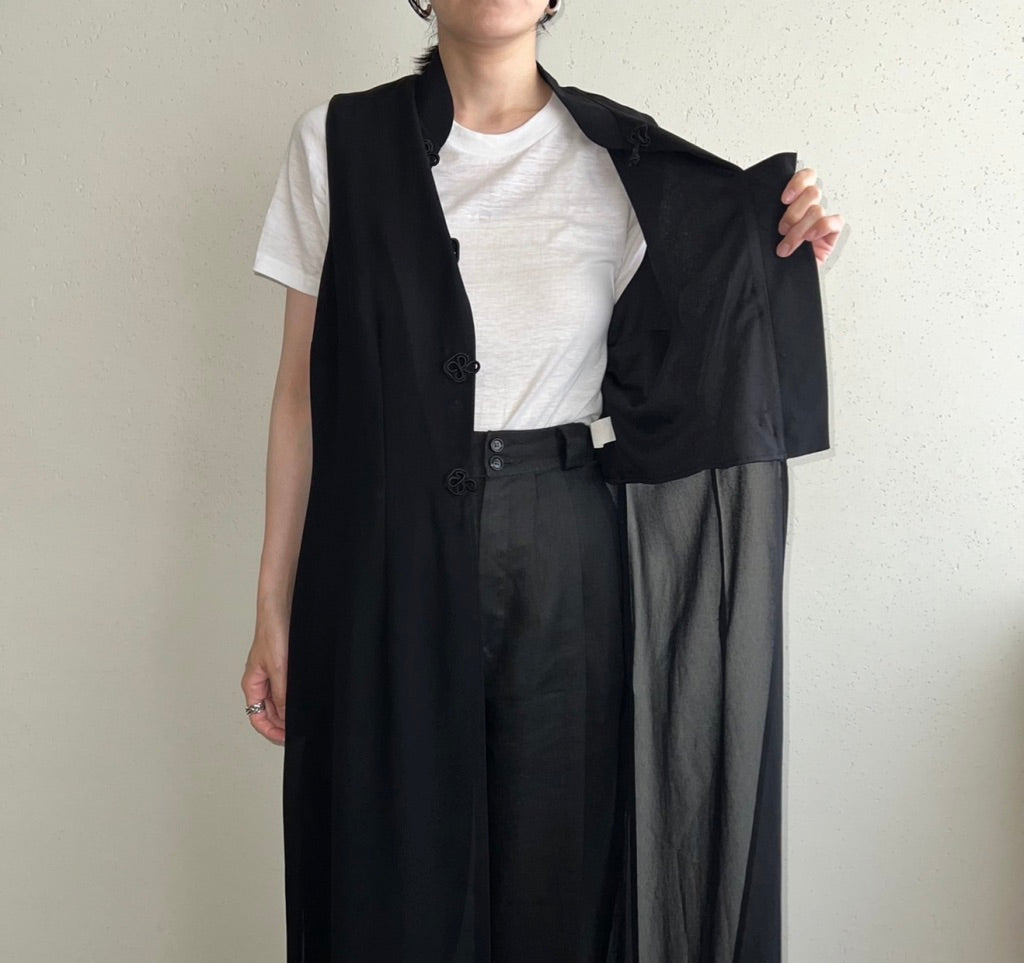 90s Asian Design Sheer Vest Made in USA