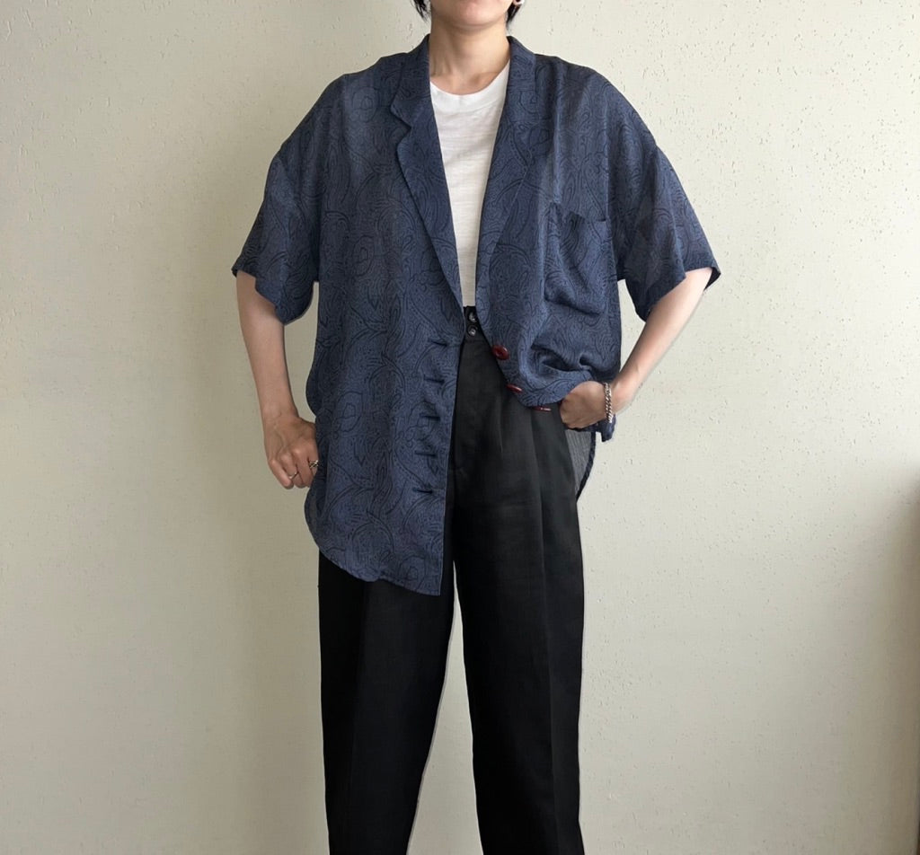 90s Sheer Printed Shirt Jacket