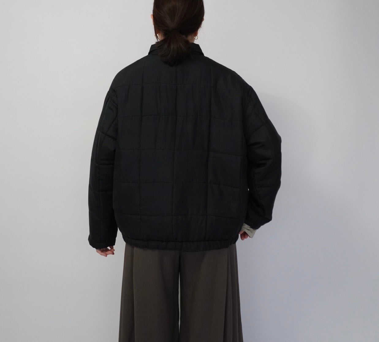 90s Black Silk Quilted Jacket