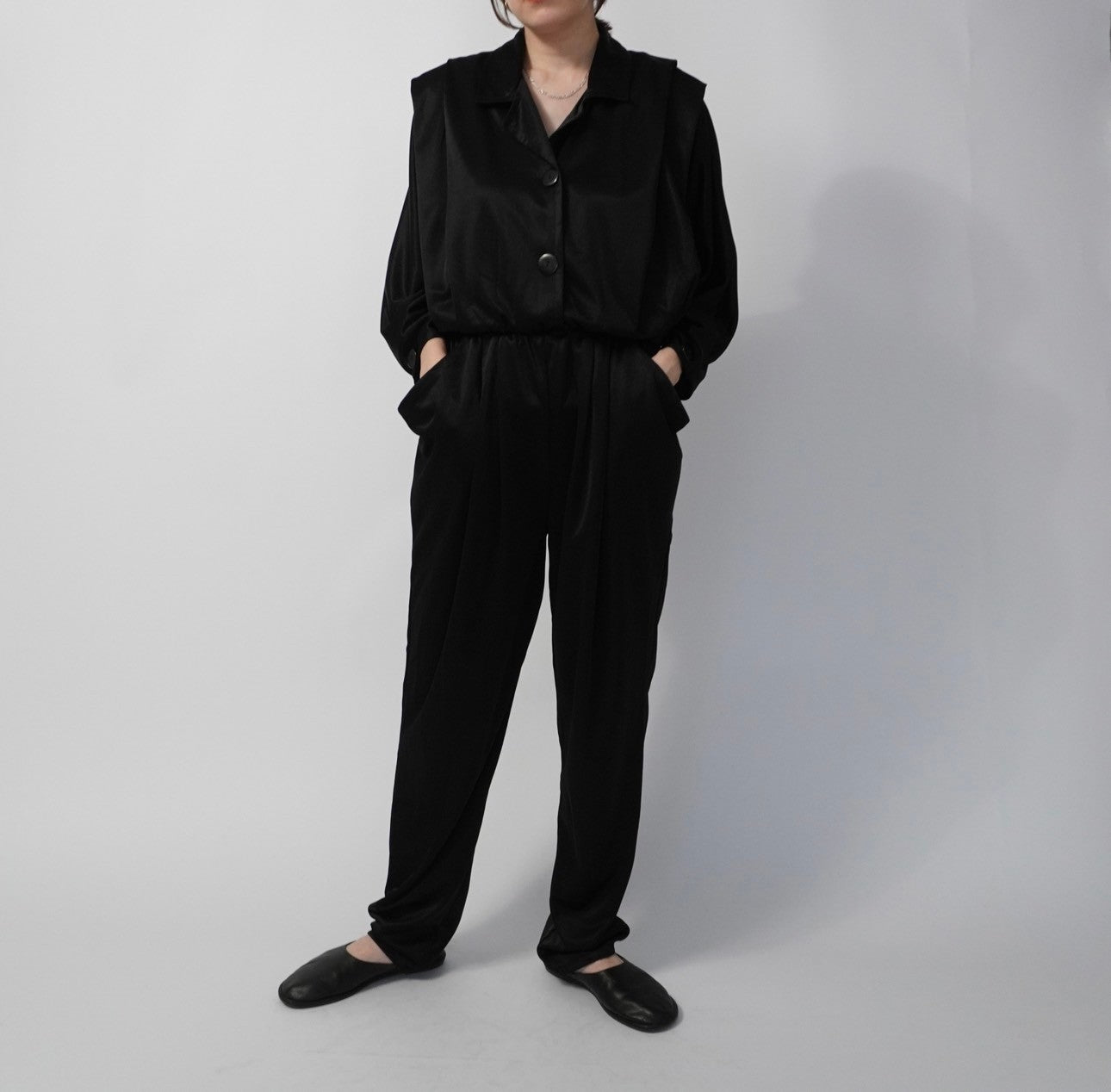 80s Black Jump Suit