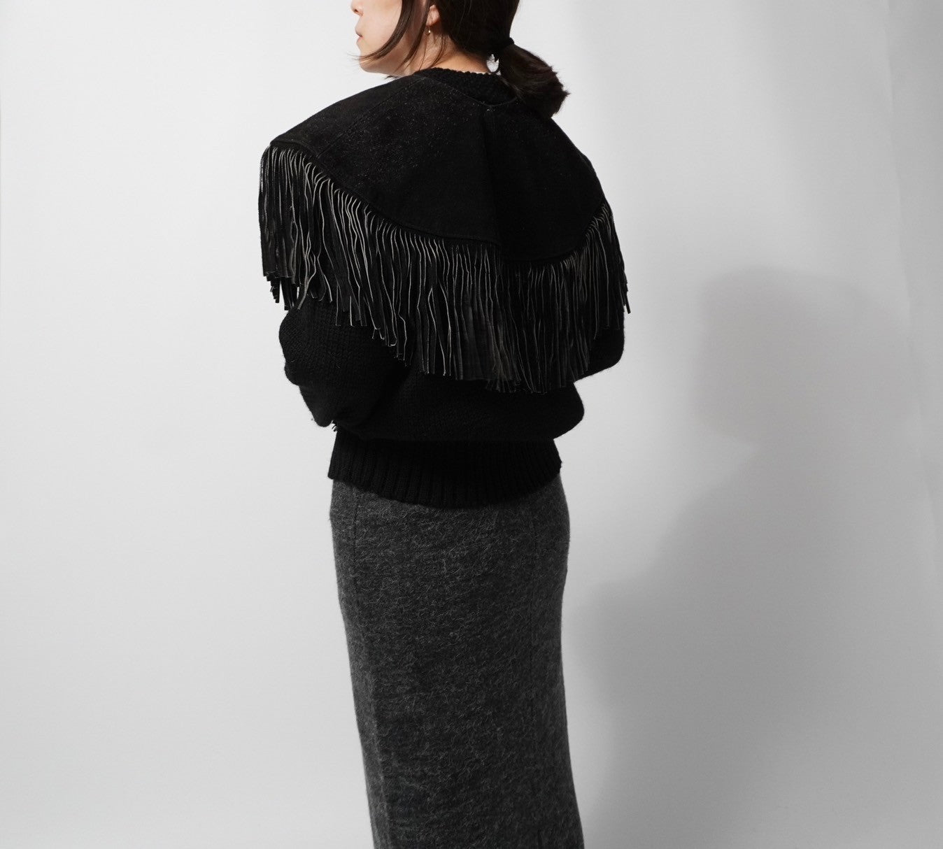 90s Suede Leather Fringe Collar