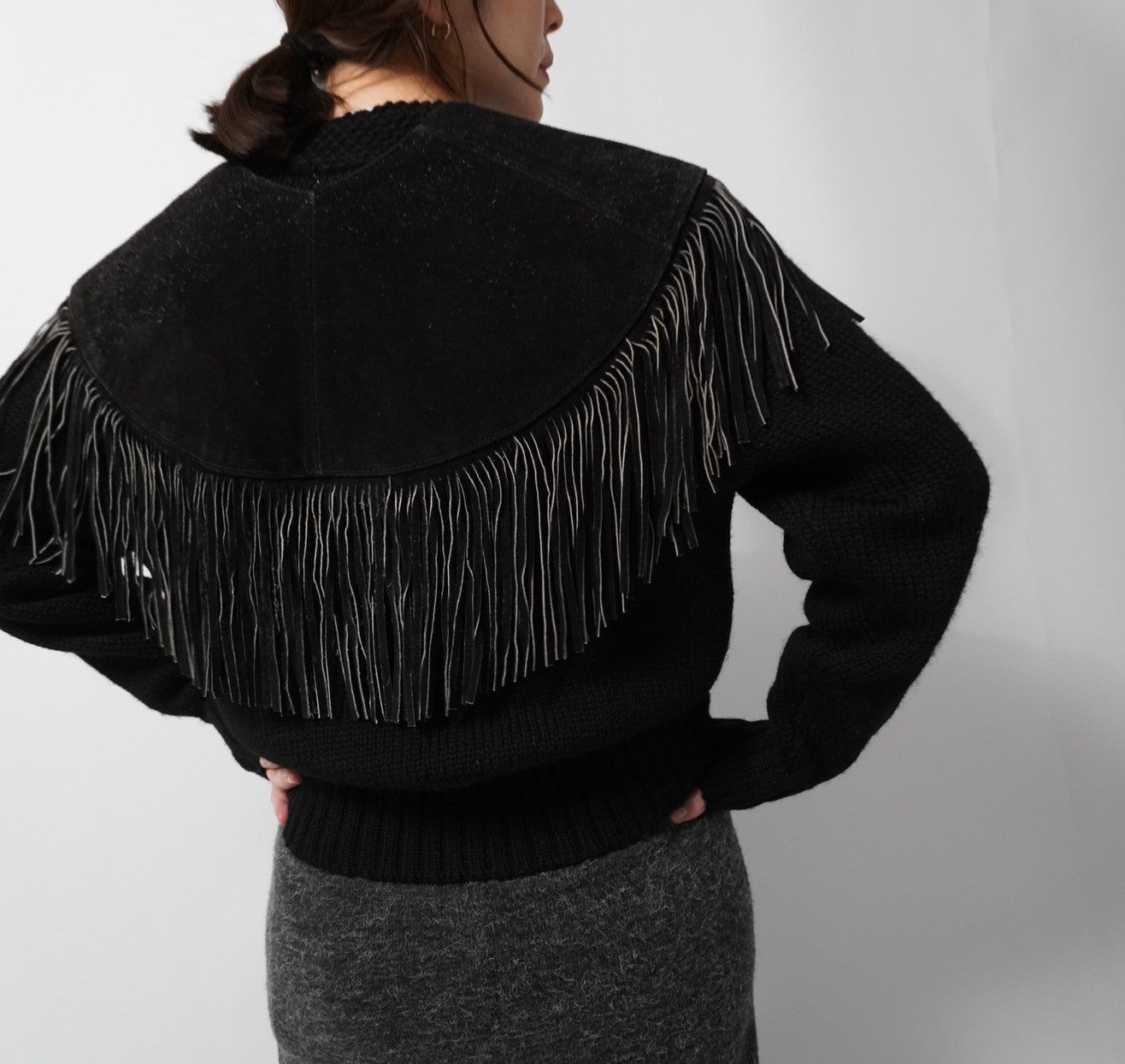 90s Suede Leather Fringe Collar