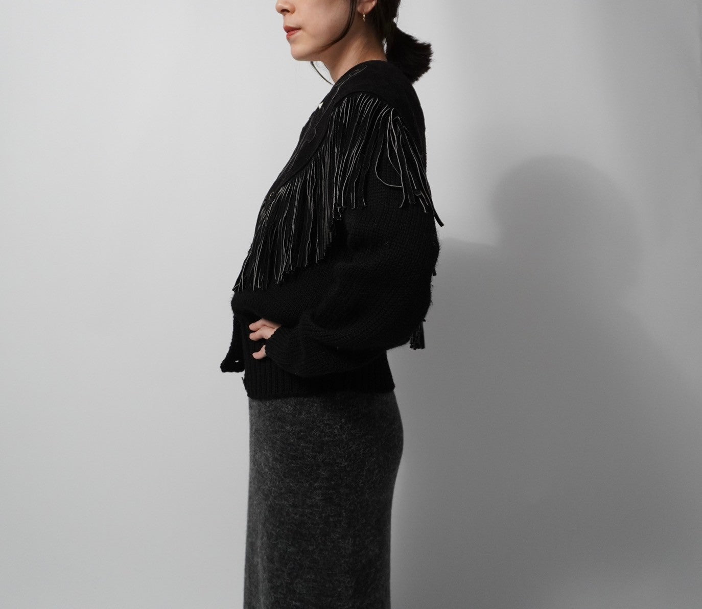 90s Suede Leather Fringe Collar