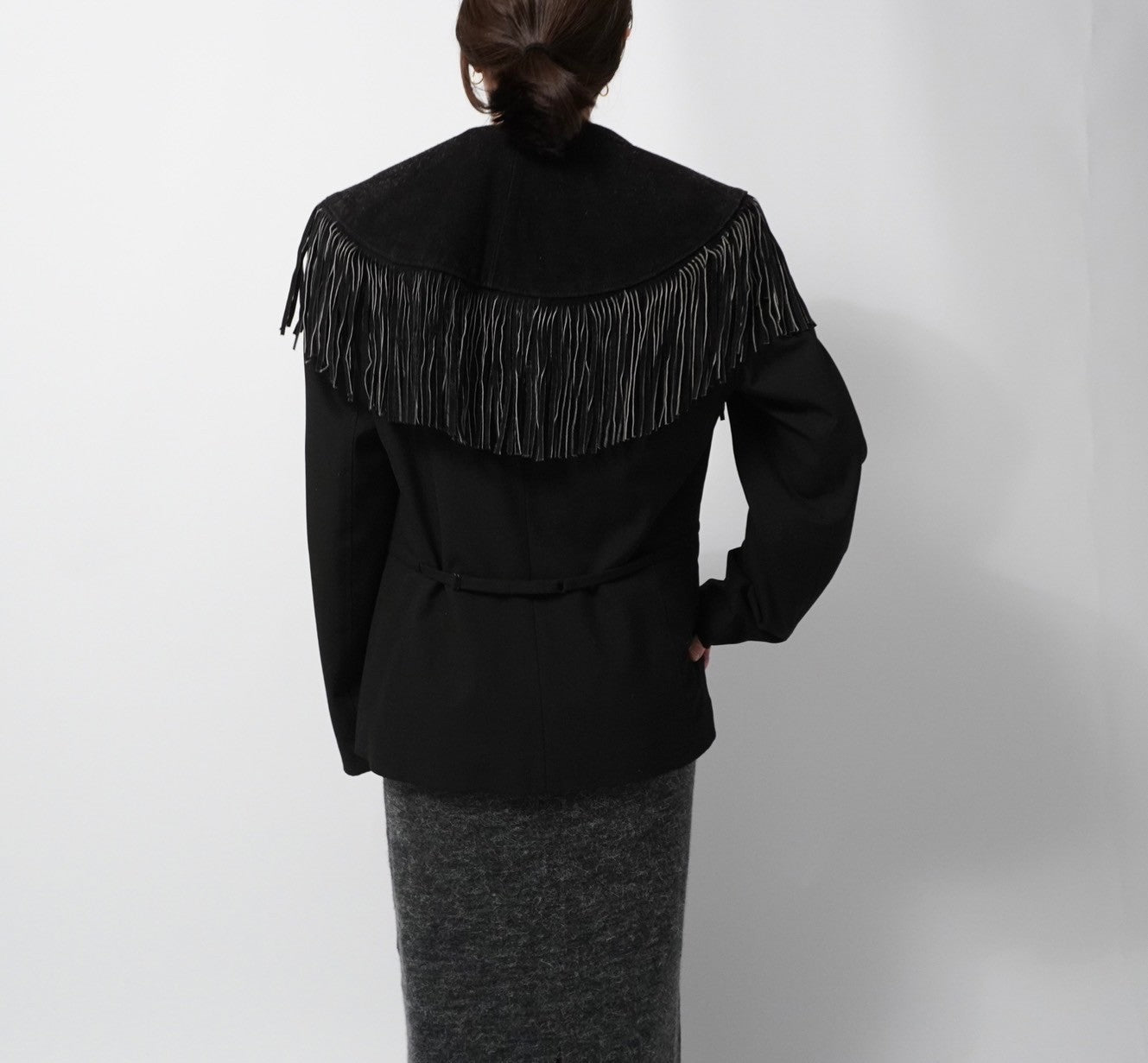 90s Suede Leather Fringe Collar
