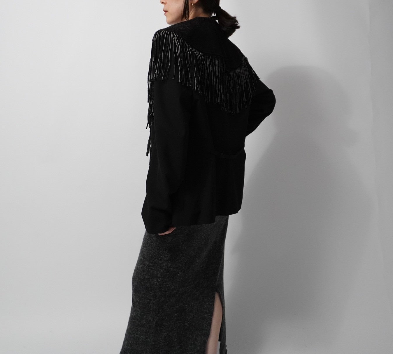 90s Suede Leather Fringe Collar